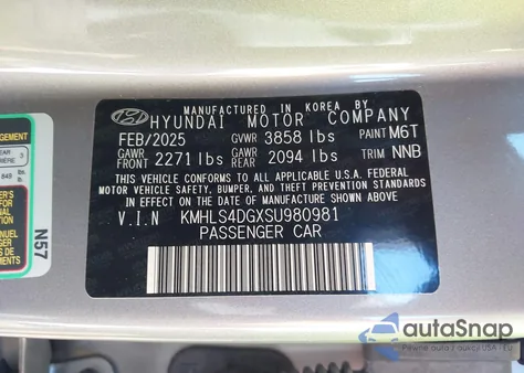 2025 Hyundai Elantra Sel Convenience z USA, uszkodzony, nr VIN KMHLS4DGXSU980981